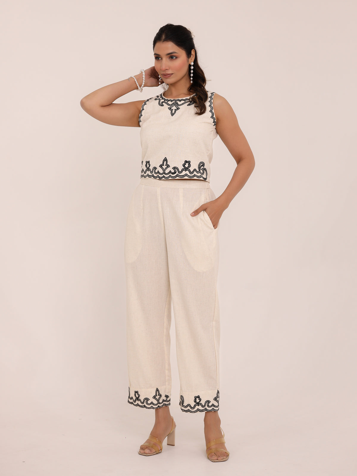 Zola Embroidered Crop Co-ord Set