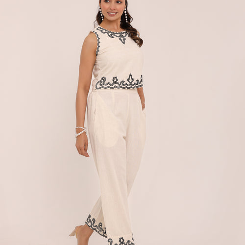 Zola Embroidered Crop Co-ord Set