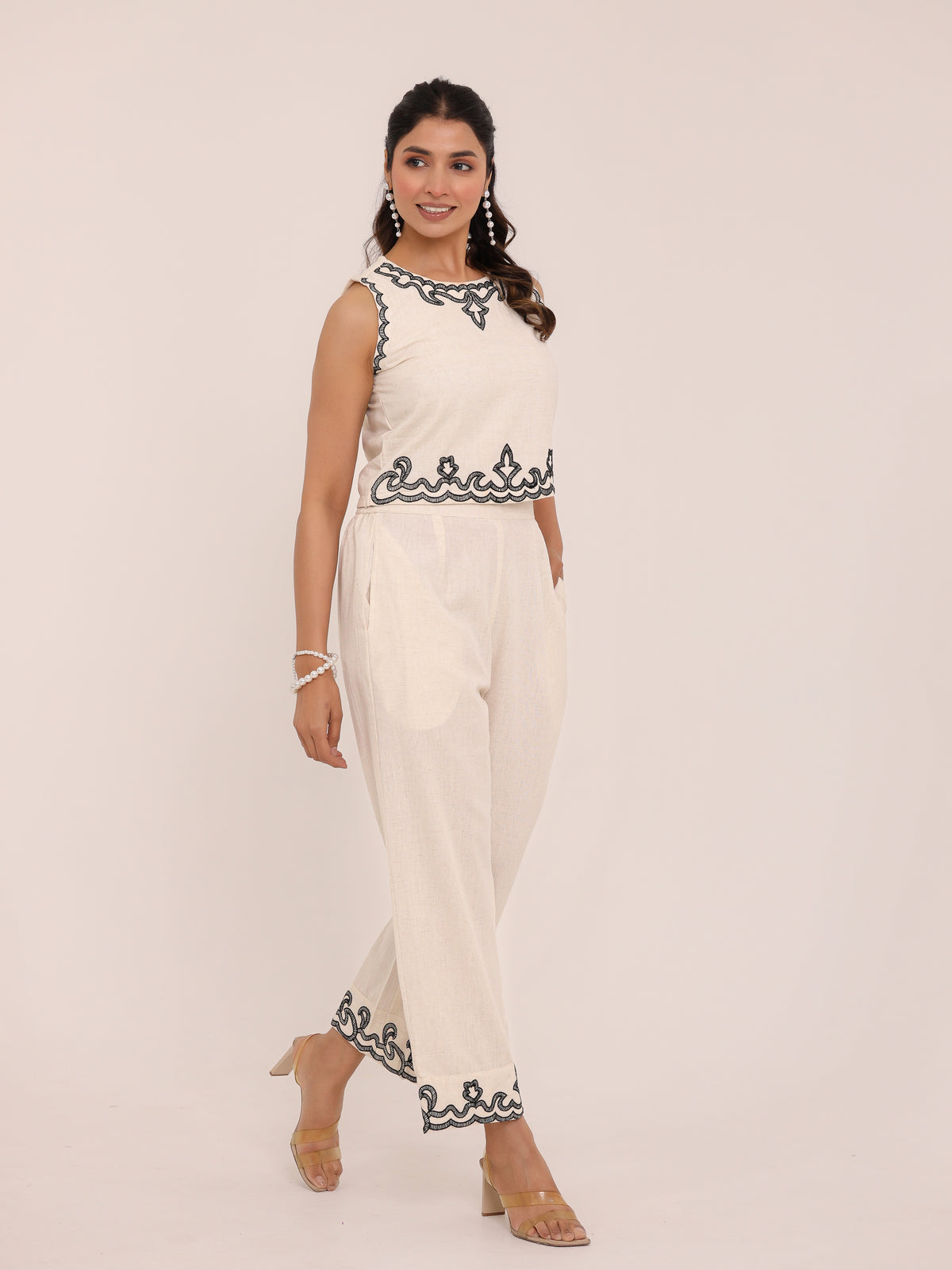 Zola Embroidered Crop Co-ord Set