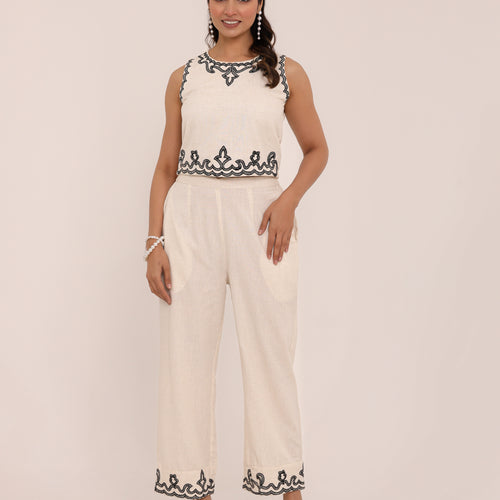Zola Embroidered Crop Co-ord Set