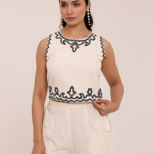 Zola Embroidered Crop Co-ord Set
