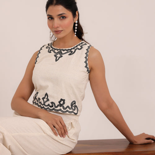 Zola Embroidered Crop Co-ord Set