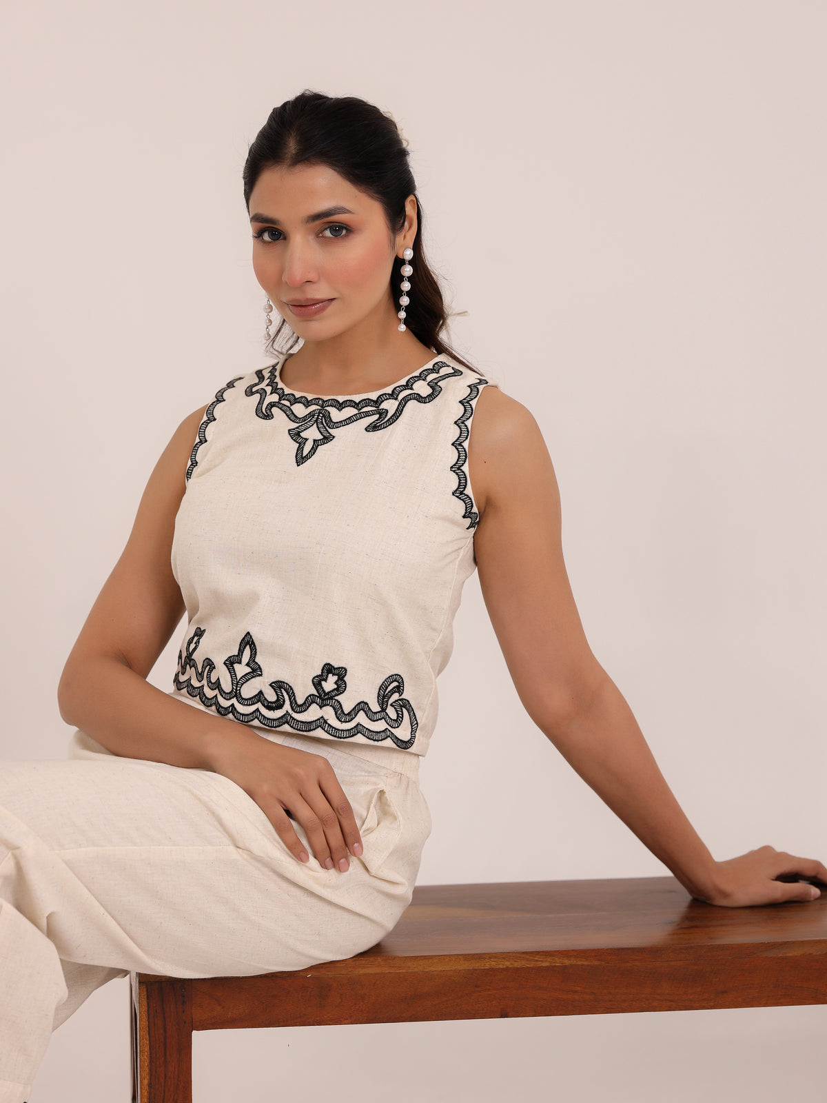 Zola Embroidered Crop Co-ord Set