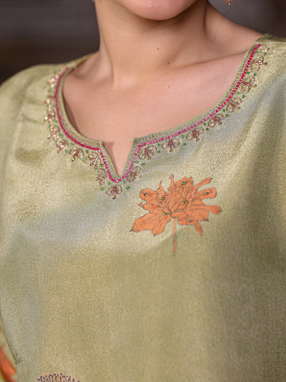 Green Floral Shimmer Suit Set