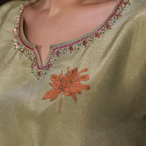 Green Floral Shimmer Suit Set