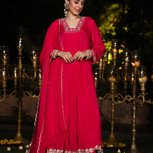 Vivid Pink Chinnon Suit Set