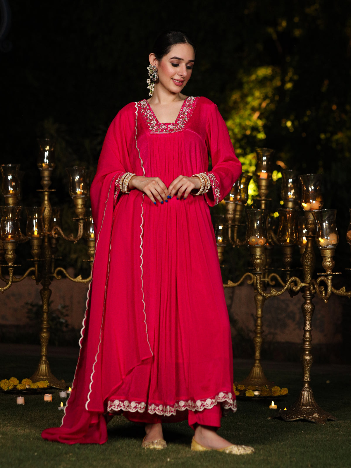 Vivid Pink Chinnon Suit Set