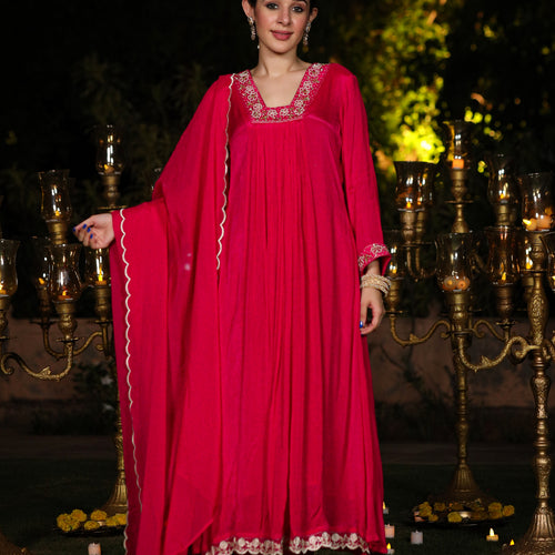 Vivid Pink Chinnon Suit Set