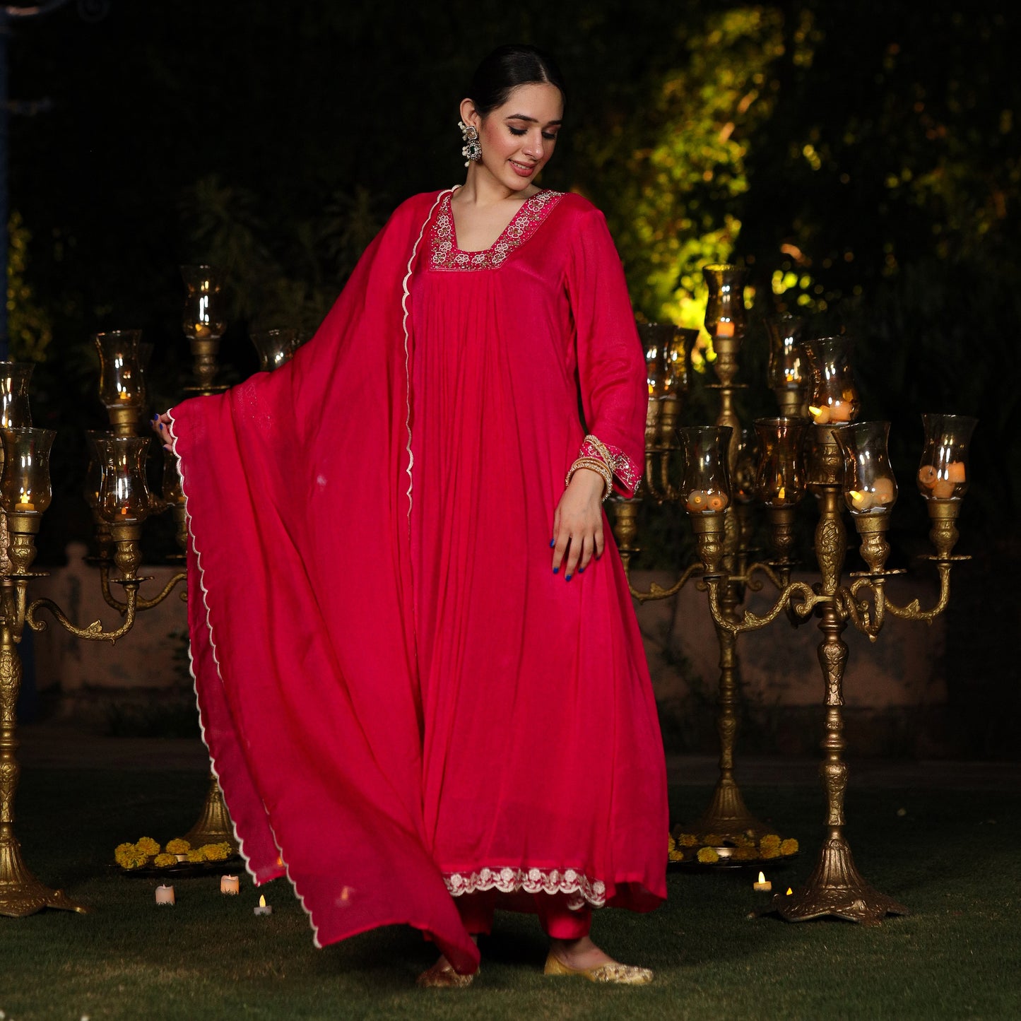 Vivid Pink Chinnon Suit Set