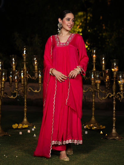 Vivid Pink Chinnon Suit Set