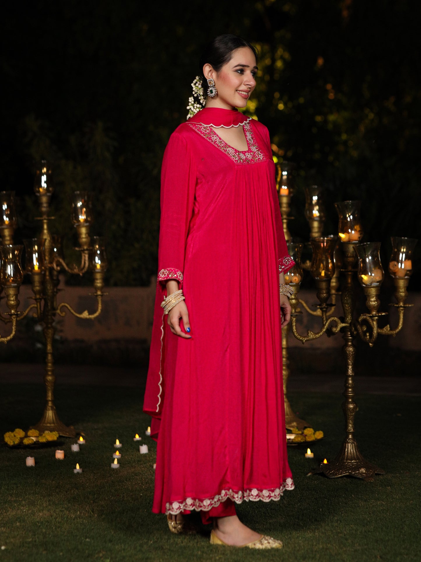 Vivid Pink Chinnon Suit Set