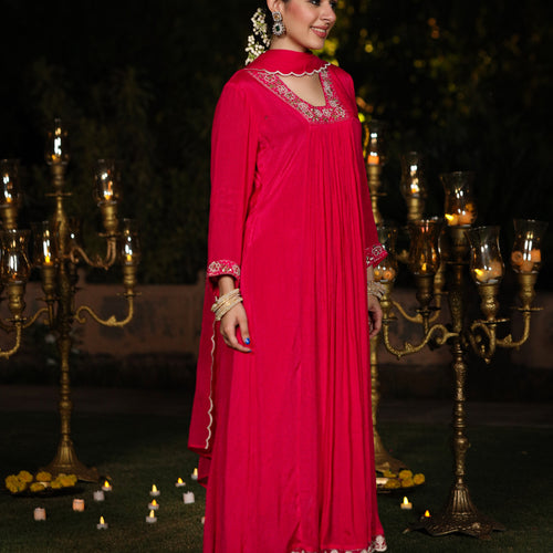 Vivid Pink Chinnon Suit Set
