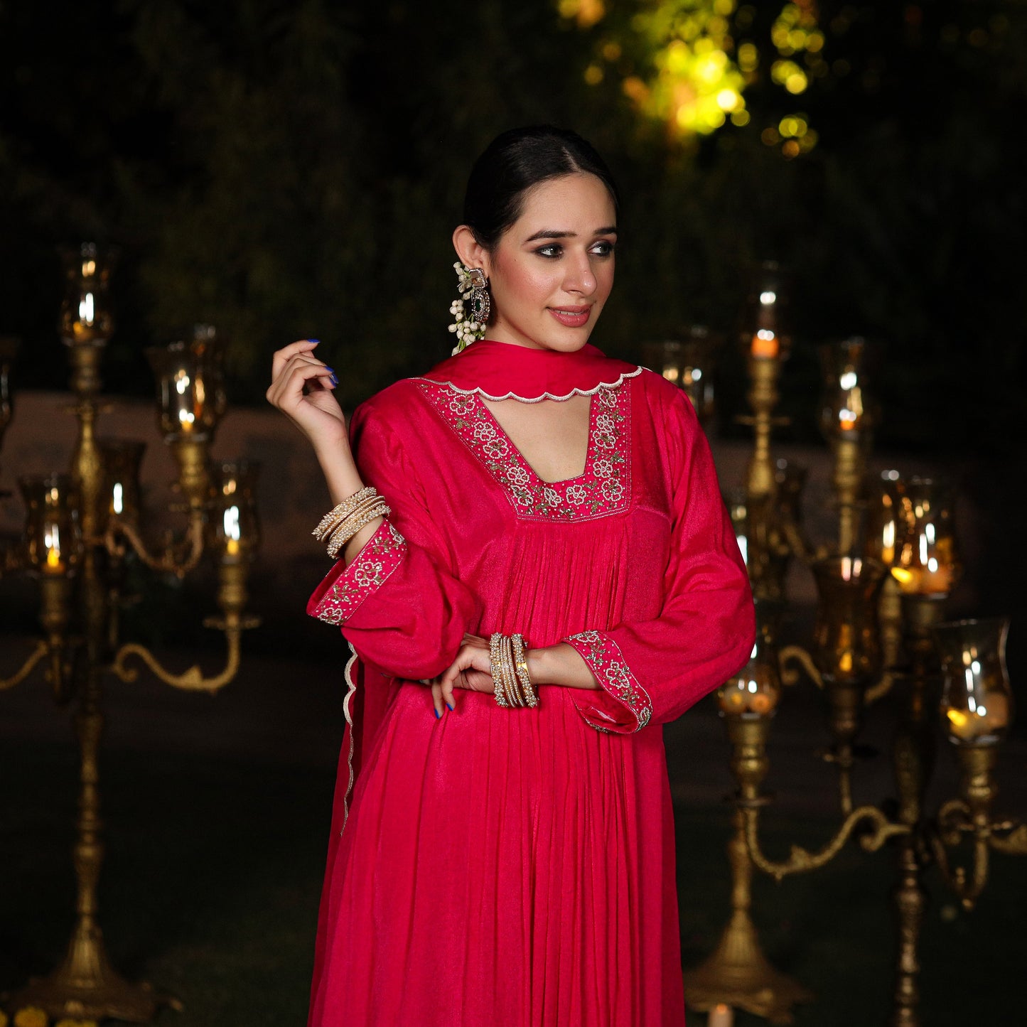 Vivid Pink Chinnon Suit Set