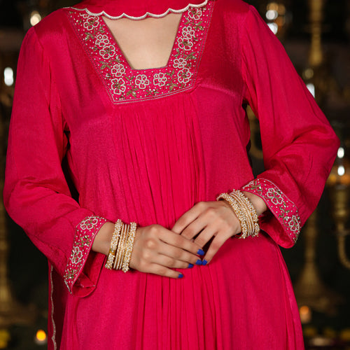 Vivid Pink Chinnon Suit Set