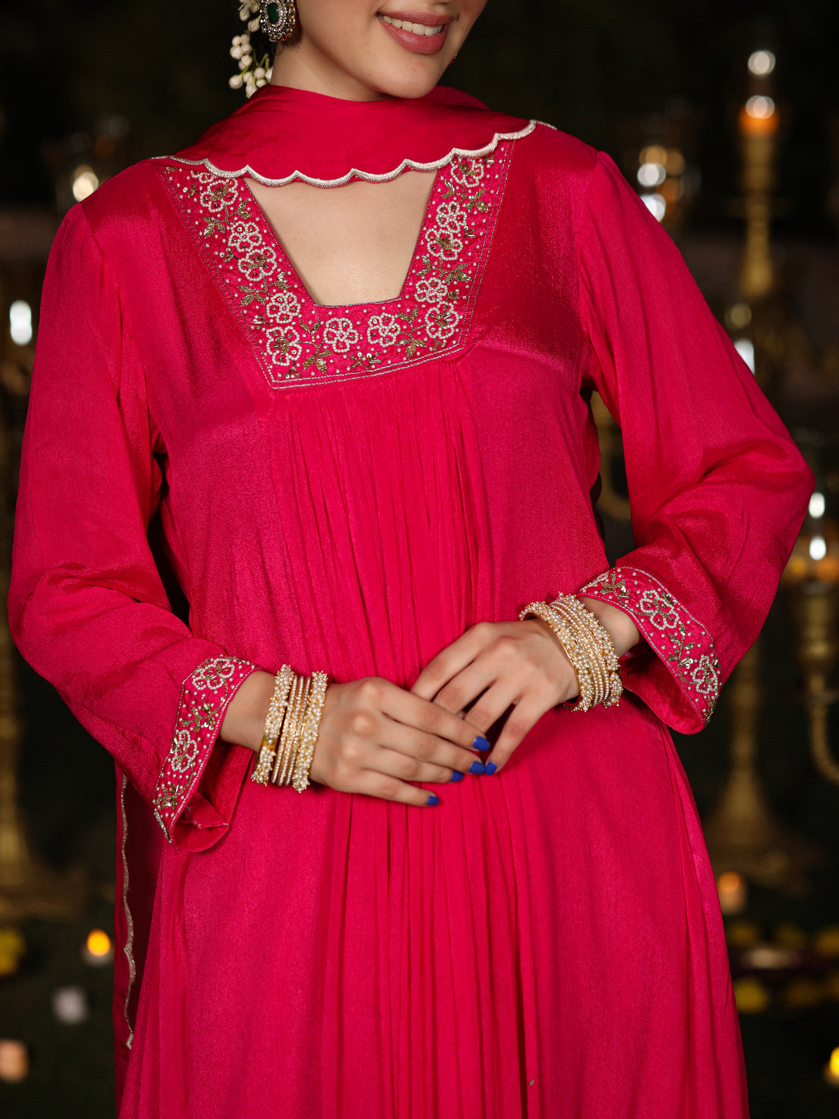 Vivid Pink Chinnon Suit Set