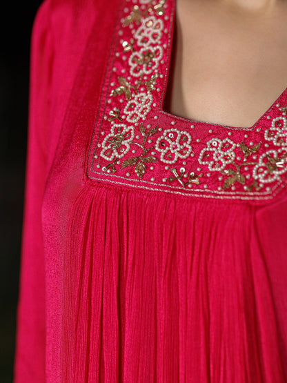 Vivid Pink Chinnon Suit Set