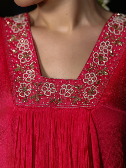 Vivid Pink Chinnon Suit Set