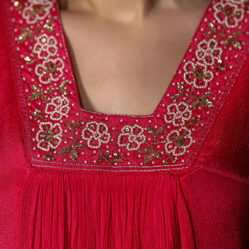 Vivid Pink Chinnon Suit Set