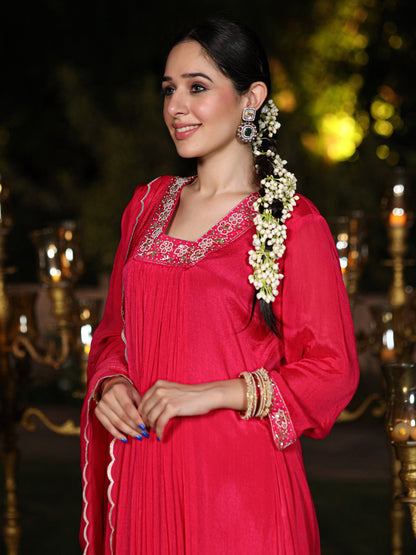 Vivid Pink Chinnon Suit Set