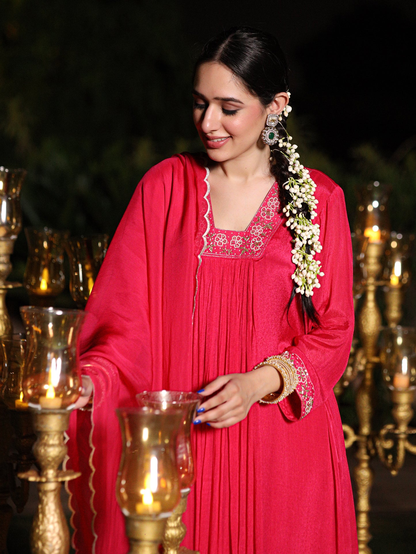 Vivid Pink Chinnon Suit Set