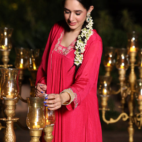 Vivid Pink Chinnon Suit Set
