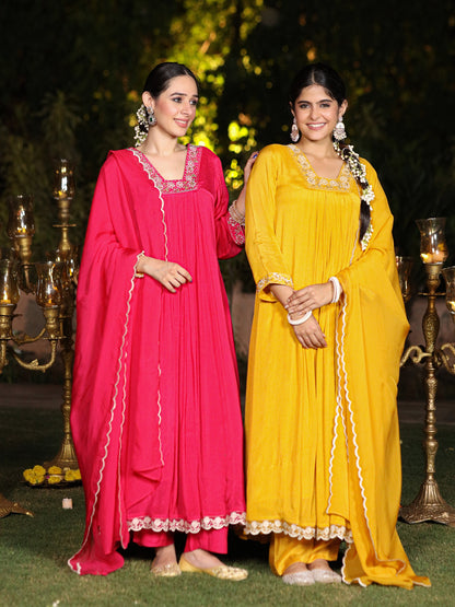 Vivid Pink Chinnon Suit Set