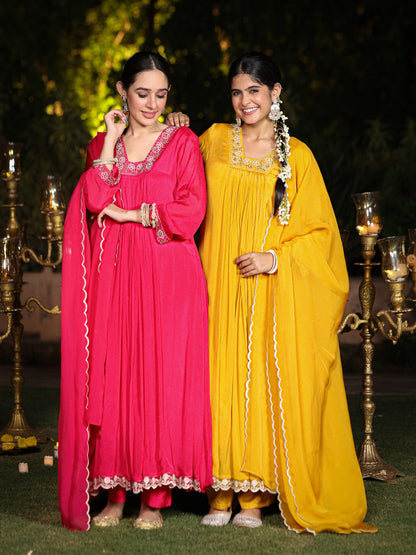 Gold Yellow Chinnon Suit Set