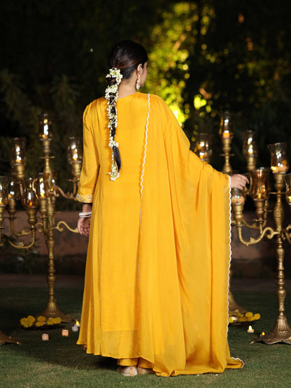 Gold Yellow Chinnon Suit Set