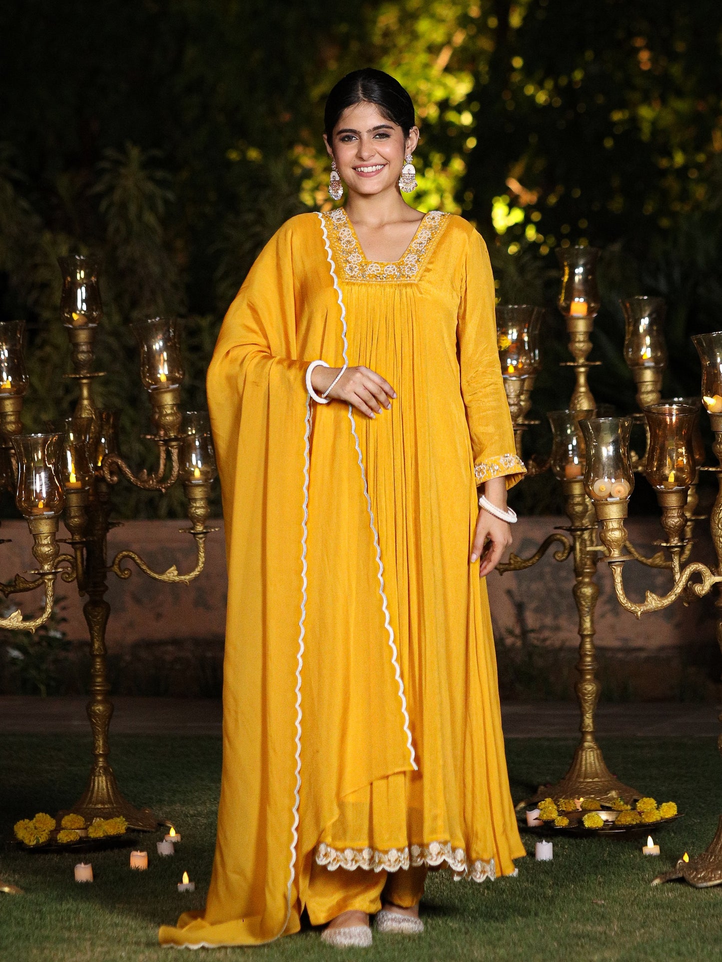 Gold Yellow Chinnon Suit Set