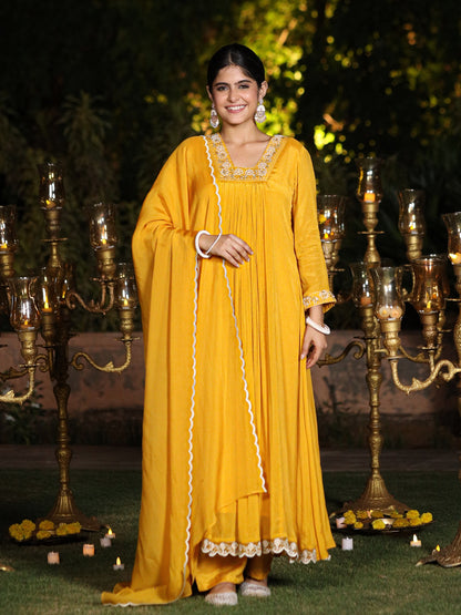 Gold Yellow Chinnon Suit Set