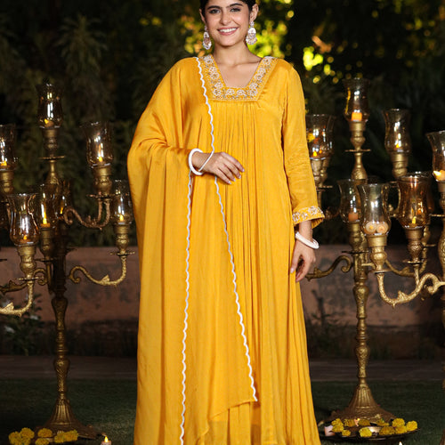Gold yellow Chinnon Suit Set