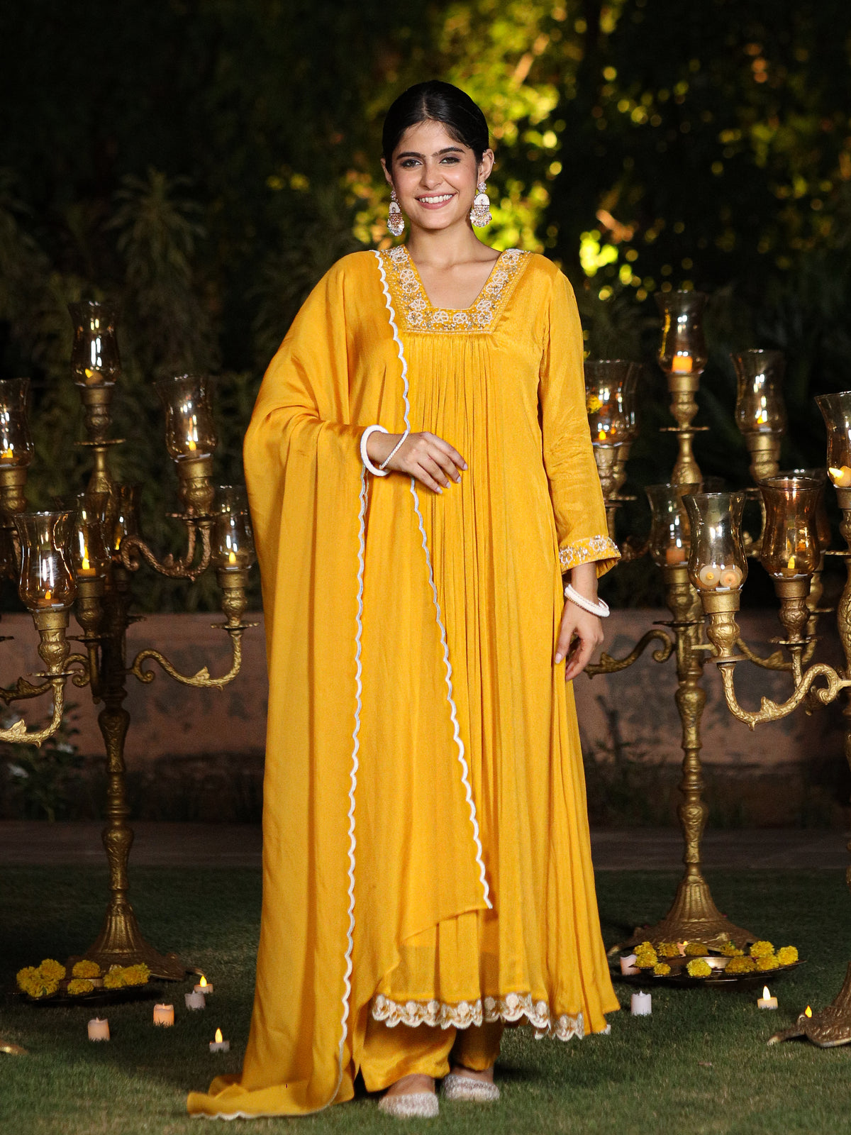 Gold yellow Chinnon Suit Set