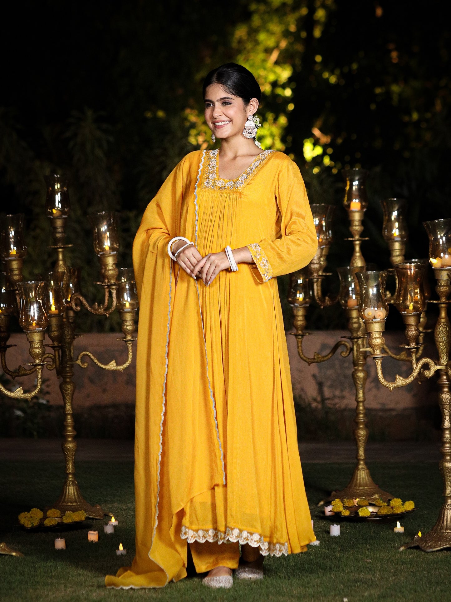Gold Yellow Chinnon Suit Set