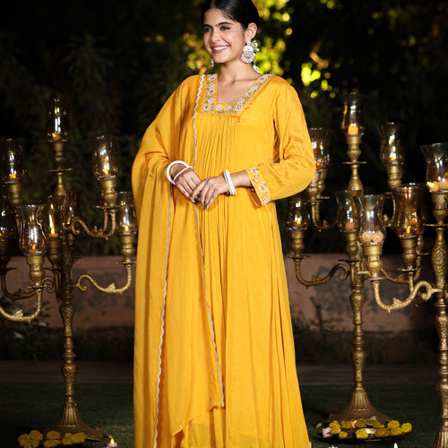 Gold yellow Chinnon Suit Set