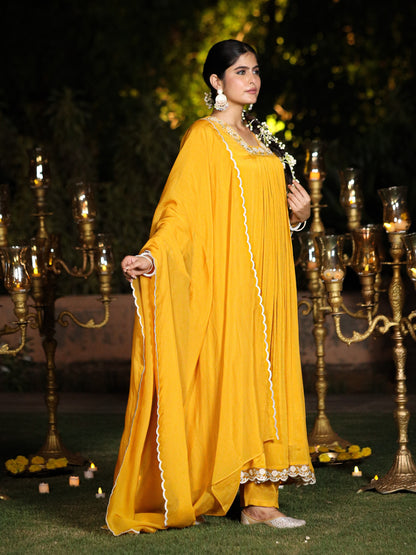 Gold Yellow Chinnon Suit Set