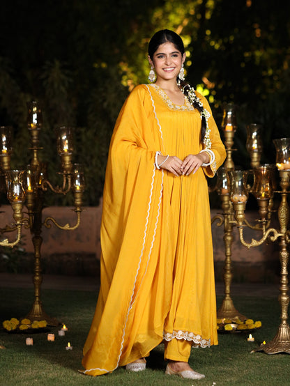 Gold Yellow Chinnon Suit Set