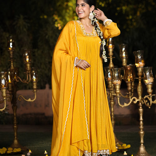 Gold yellow Chinnon Suit Set