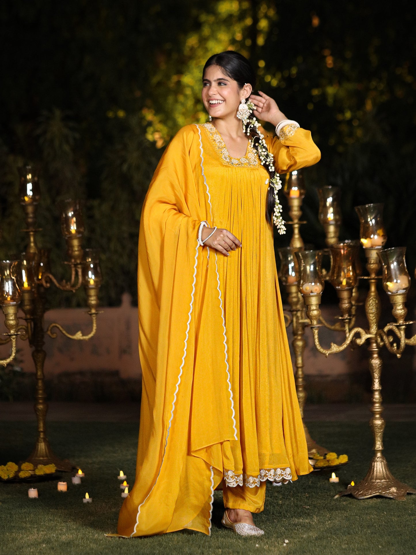 Gold Yellow Chinnon Suit Set