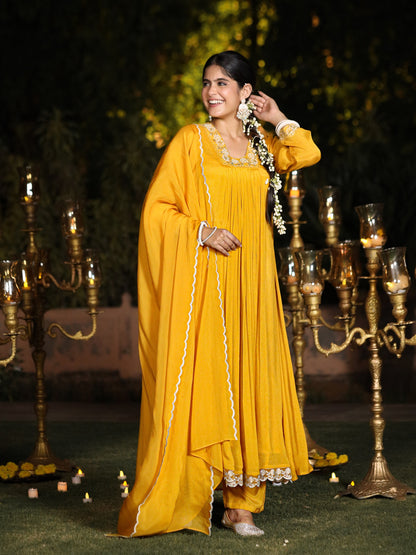 Gold Yellow Chinnon Suit Set