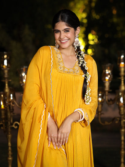 Gold Yellow Chinnon Suit Set