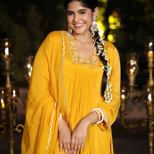 Gold yellow Chinnon Suit Set