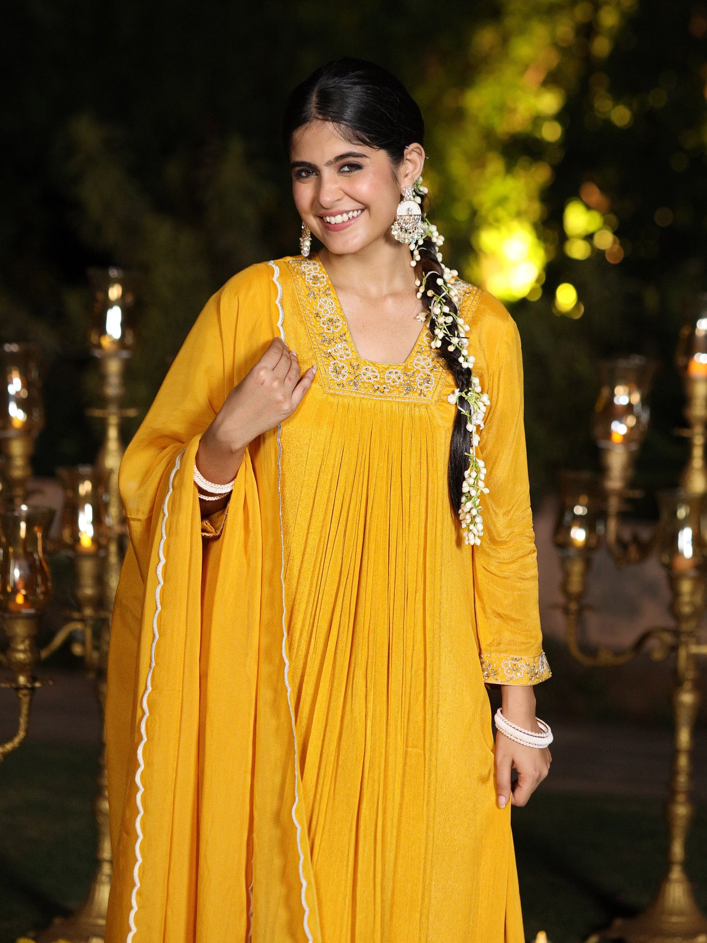 Gold Yellow Chinnon Suit Set