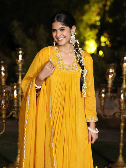 Gold Yellow Chinnon Suit Set