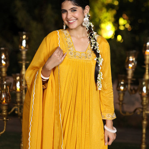 Gold yellow Chinnon Suit Set