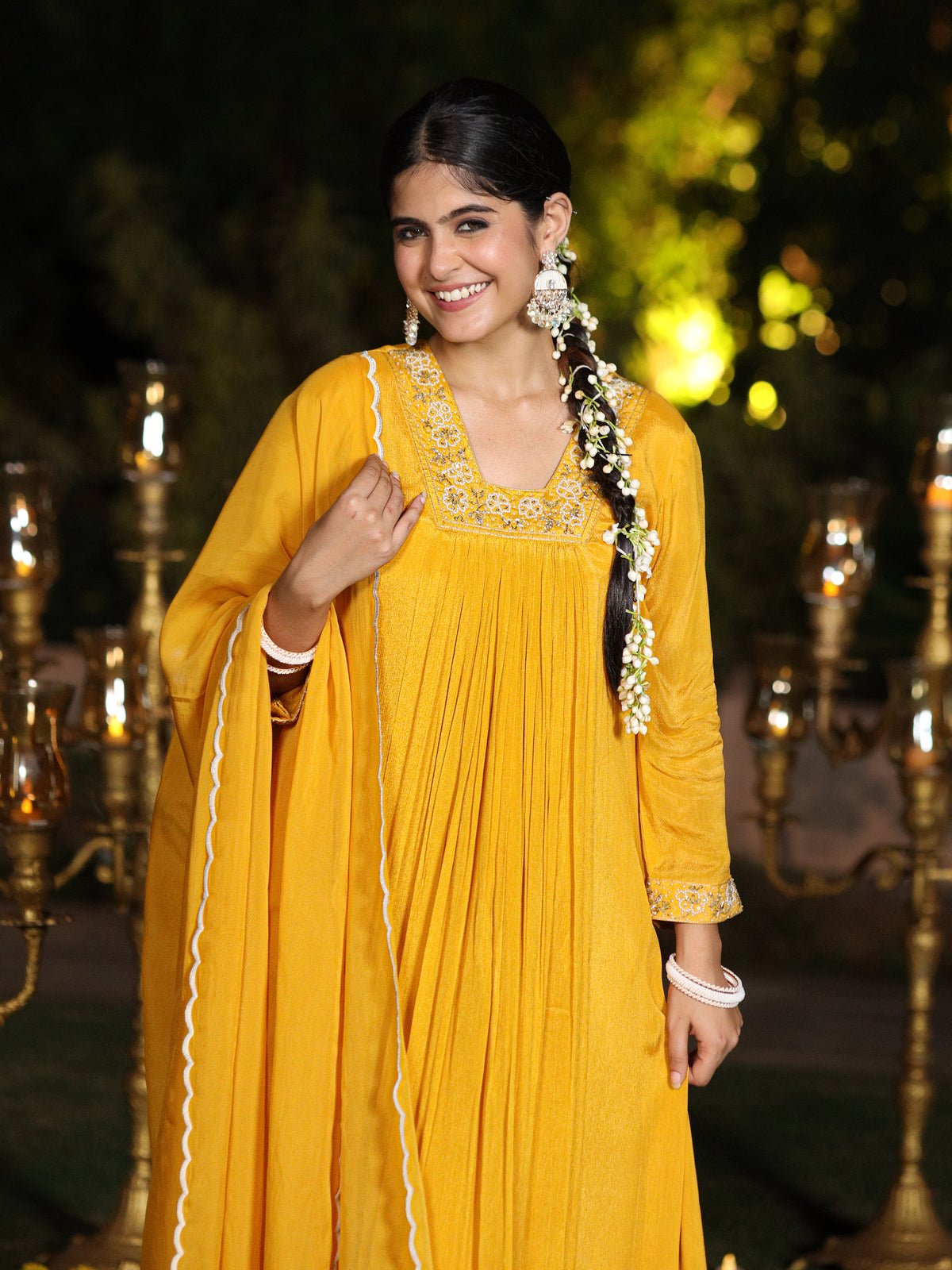 Gold yellow Chinnon Suit Set