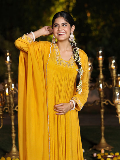 Gold Yellow Chinnon Suit Set