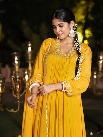 Gold Yellow Chinnon Suit Set