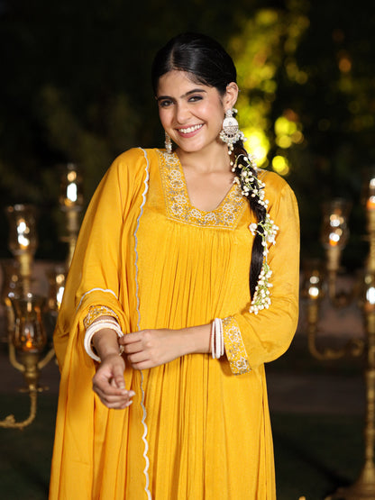 Gold Yellow Chinnon Suit Set