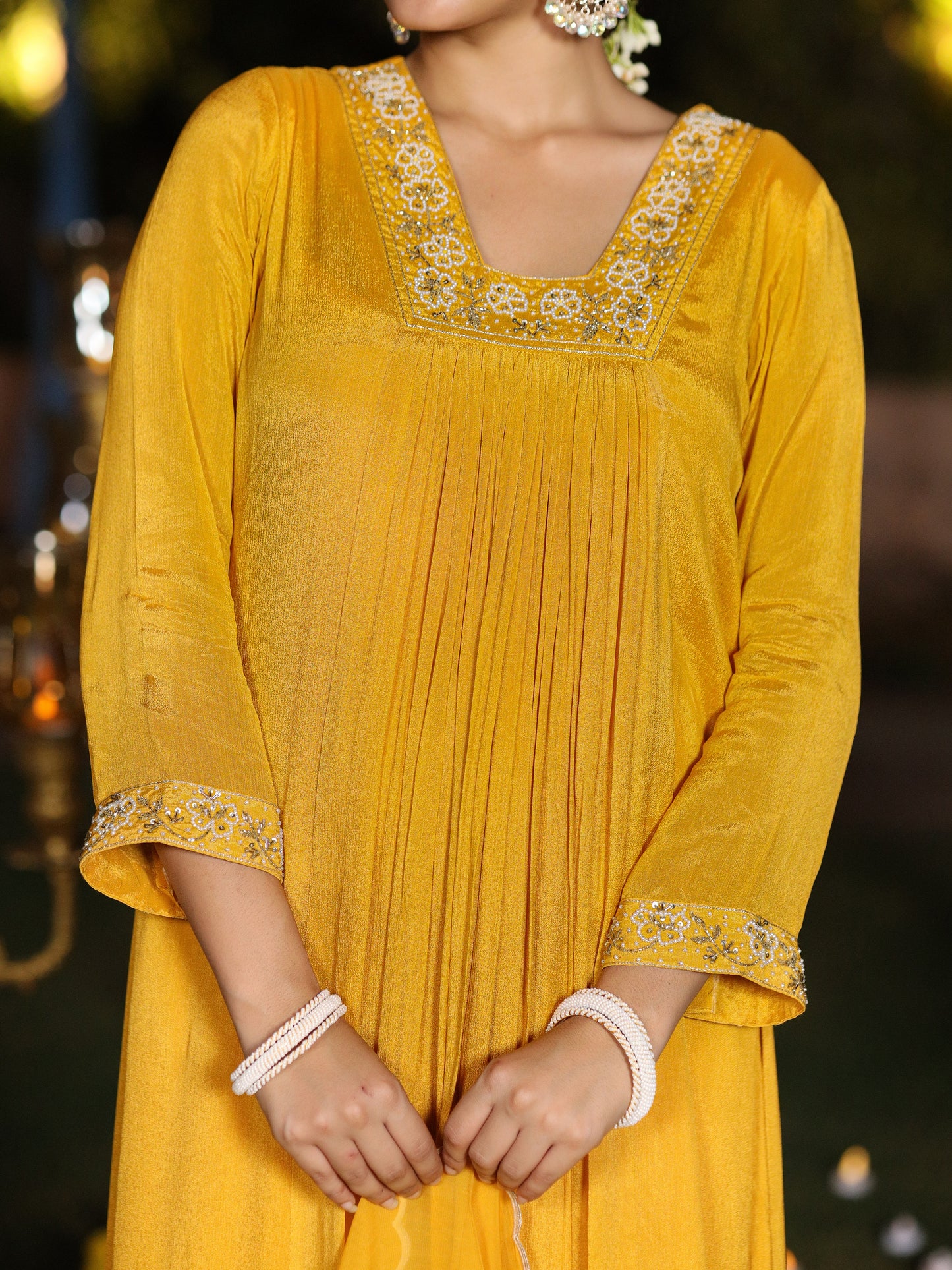 Gold Yellow Chinnon Suit Set