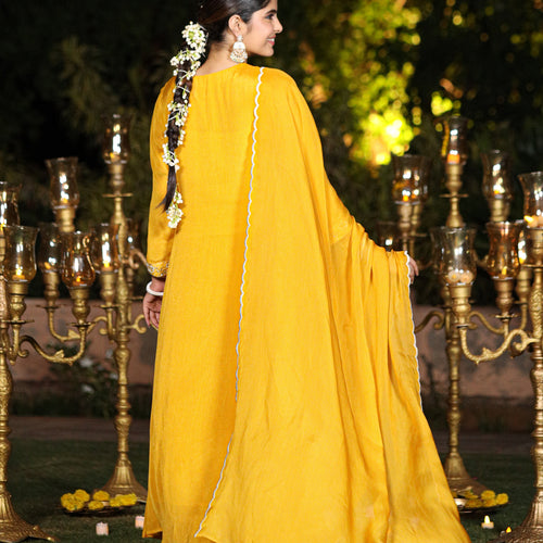 Gold yellow Chinnon Suit Set
